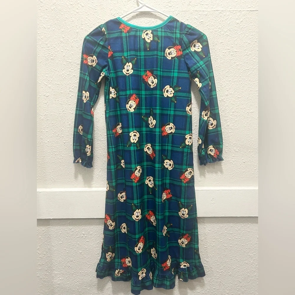 Disney Minnie Mouse Blue and Green Christmas Nightgown Size 8 - Picture 3 of 3